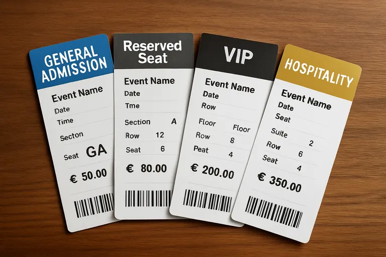 Soorten events tickets en prijzen